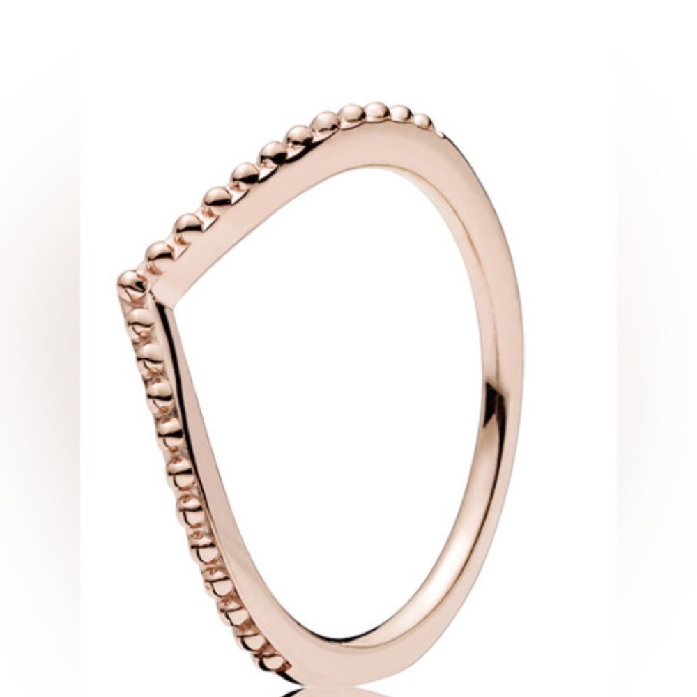 New Pandora Rose Beaded Wishbone Ring